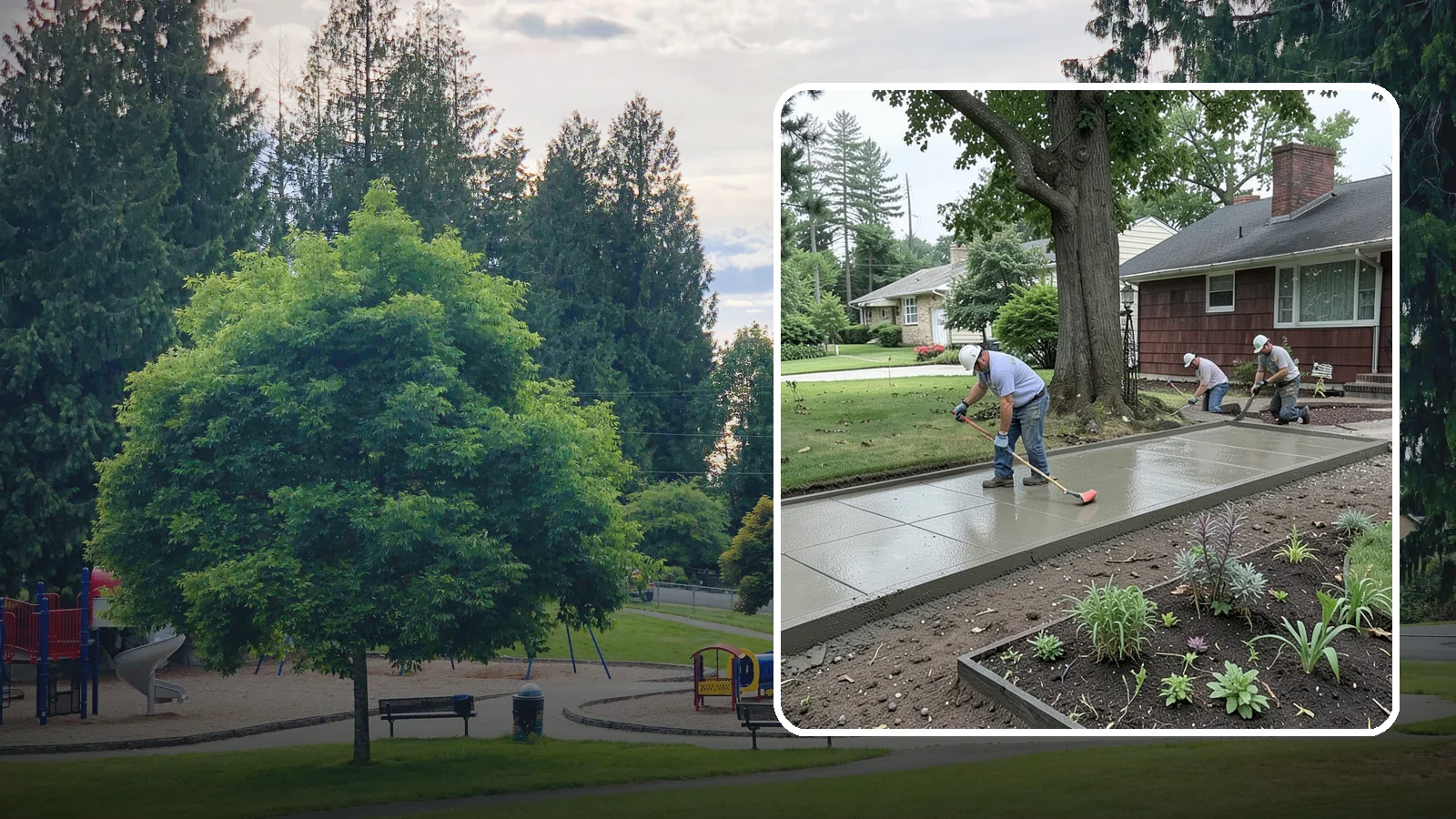 Concrete Driveway Installation in Bonney Lake, Pierce County, WA - We install thick, reinforced concrete driveways engineered to carry vehicle loads over the region's soft, saturated soils.