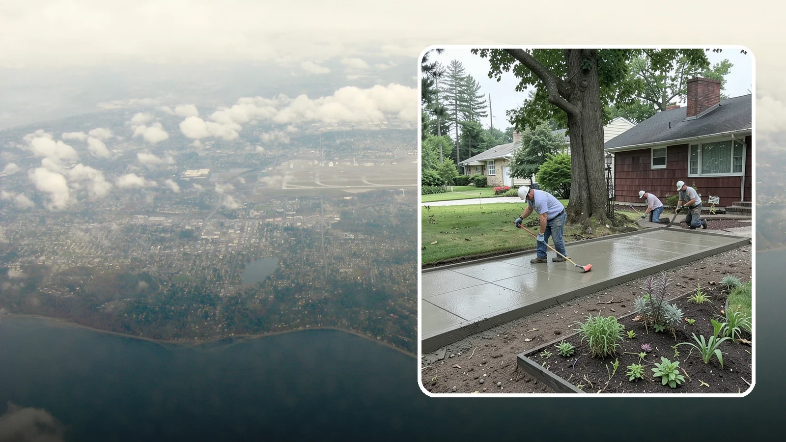 Concrete Driveway Installation in Burien, King County, WA - We install thick, reinforced concrete driveways engineered to carry vehicle loads over the region's soft, saturated soils.