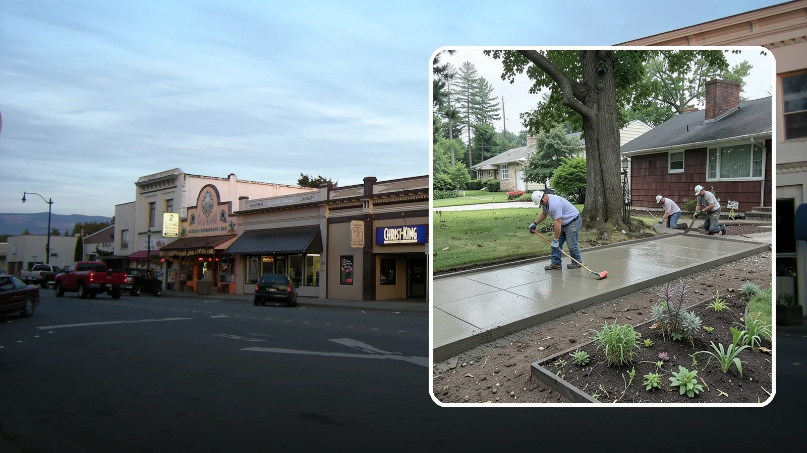 Concrete Driveway Installation in Burlington, Skagit County, WA - We install thick, reinforced concrete driveways engineered to carry vehicle loads over the region's soft, saturated soils.
