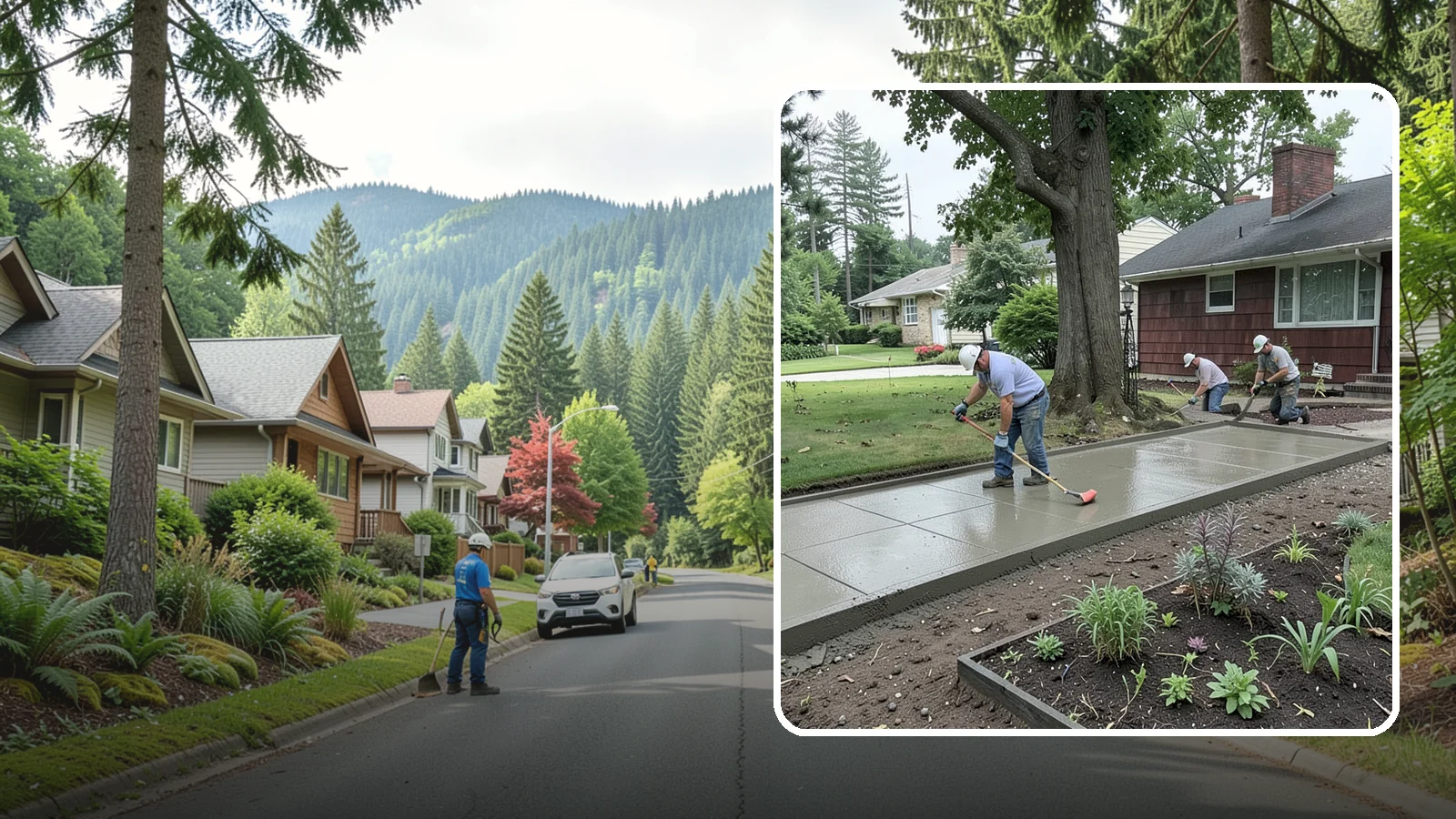 Concrete Driveway Installation in Darrington, Snohomish County, WA - We install thick, reinforced concrete driveways engineered to carry vehicle loads over the region's soft, saturated soils.