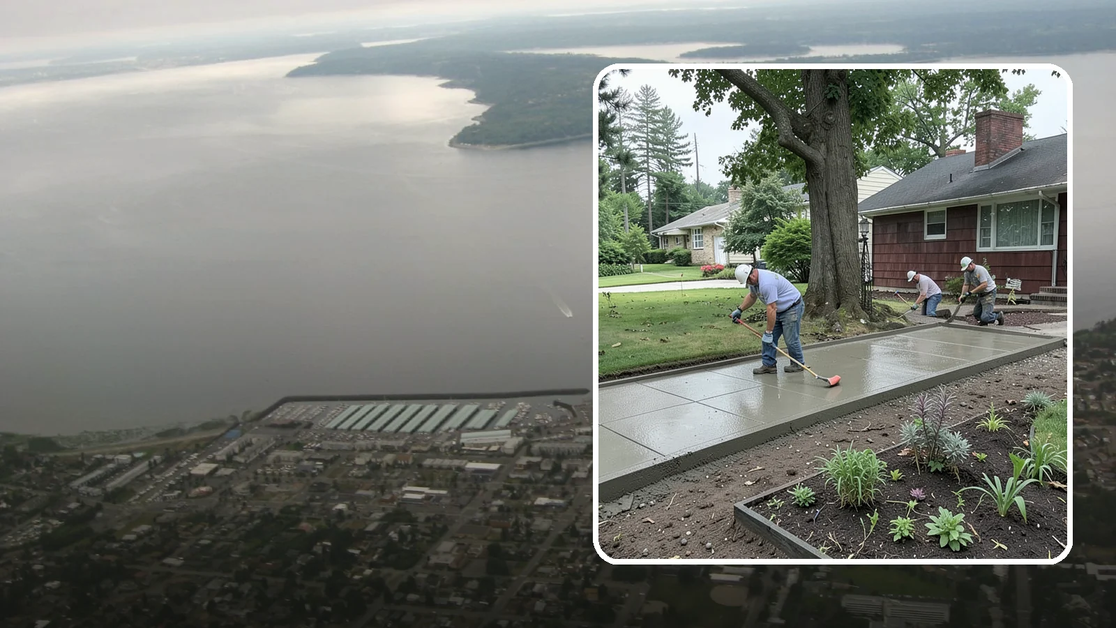 Concrete Driveway Installation in Des Moines, King County, WA - We install thick, reinforced concrete driveways engineered to carry vehicle loads over the region's soft, saturated soils.