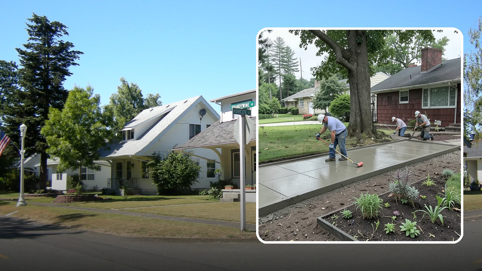 Concrete Driveway Installation in DuPont, Pierce County, WA - We install thick, reinforced concrete driveways engineered to carry vehicle loads over the region's soft, saturated soils.