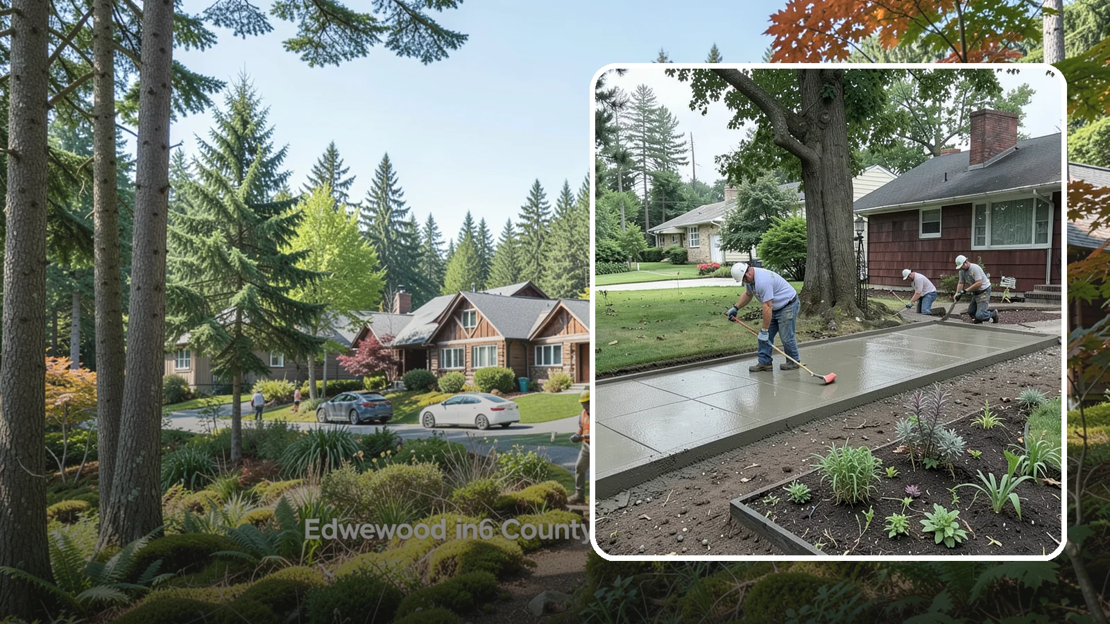 Concrete Driveway Installation in Edgewood, Pierce County, WA - We install thick, reinforced concrete driveways engineered to carry vehicle loads over the region's soft, saturated soils.