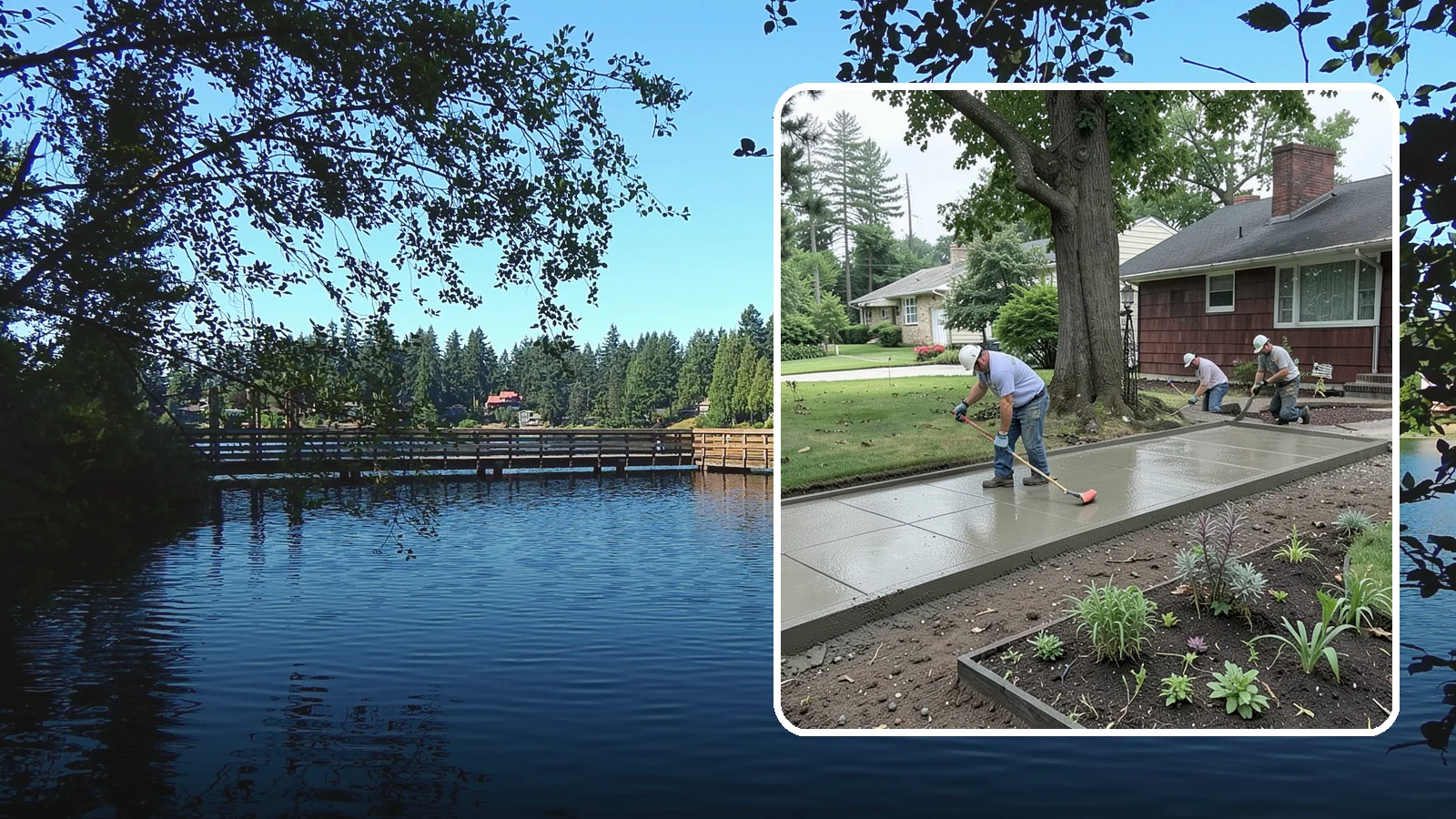 Concrete Driveway Installation in Federal Way, King County, WA - We install thick, reinforced concrete driveways engineered to carry vehicle loads over the region's soft, saturated soils.