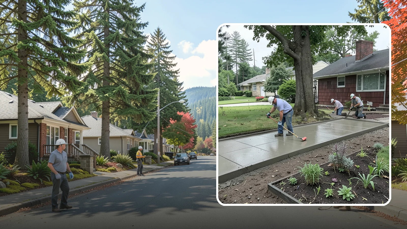 Concrete Driveway Installation in Hunts Point, King County, WA - We install thick, reinforced concrete driveways engineered to carry vehicle loads over the region's soft, saturated soils.