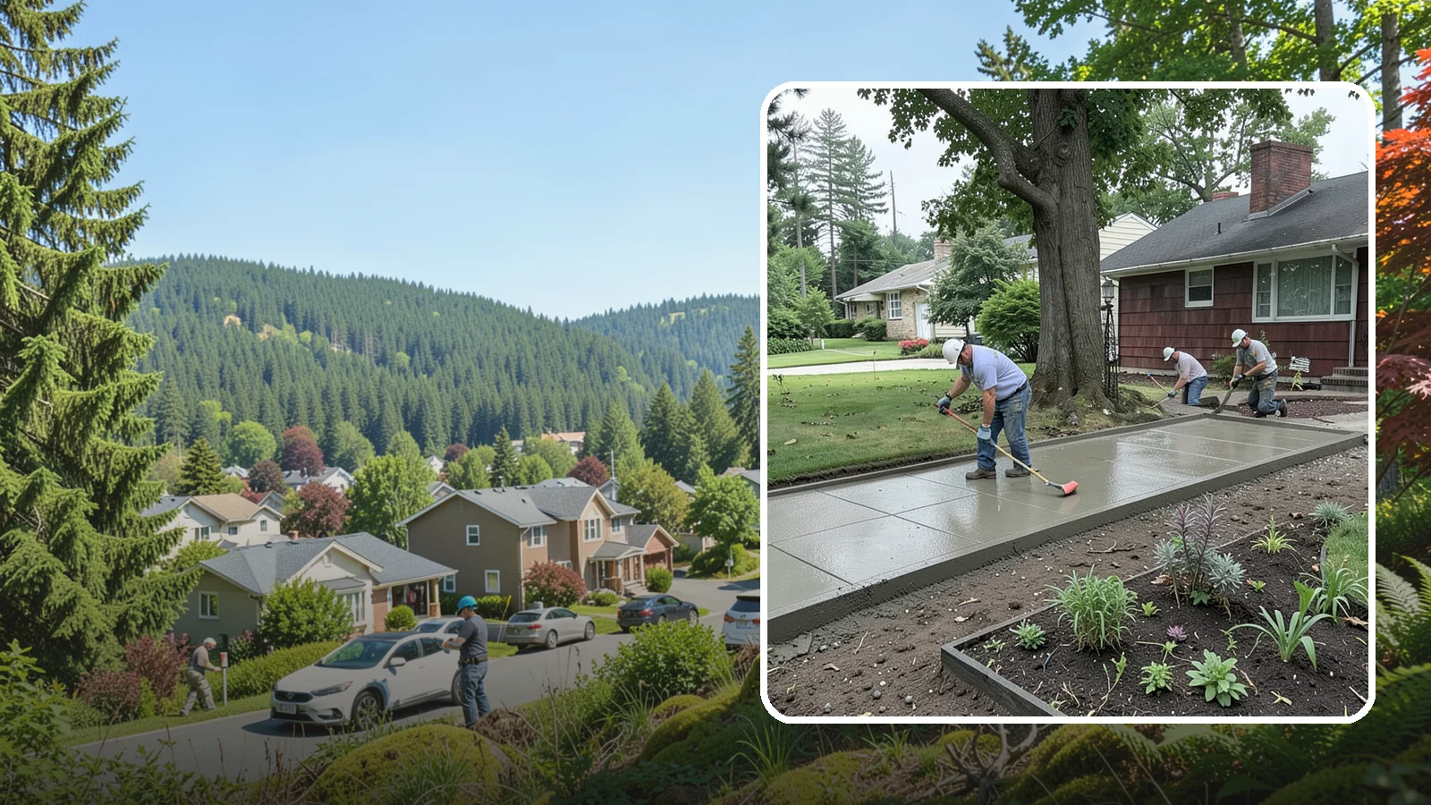 Concrete Driveway Installation in Index, Snohomish County, WA - We install thick, reinforced concrete driveways engineered to carry vehicle loads over the region's soft, saturated soils.