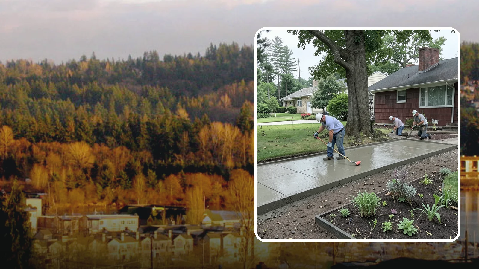 Concrete Driveway Installation in Kenmore, King County, WA - We install thick, reinforced concrete driveways engineered to carry vehicle loads over the region's soft, saturated soils.