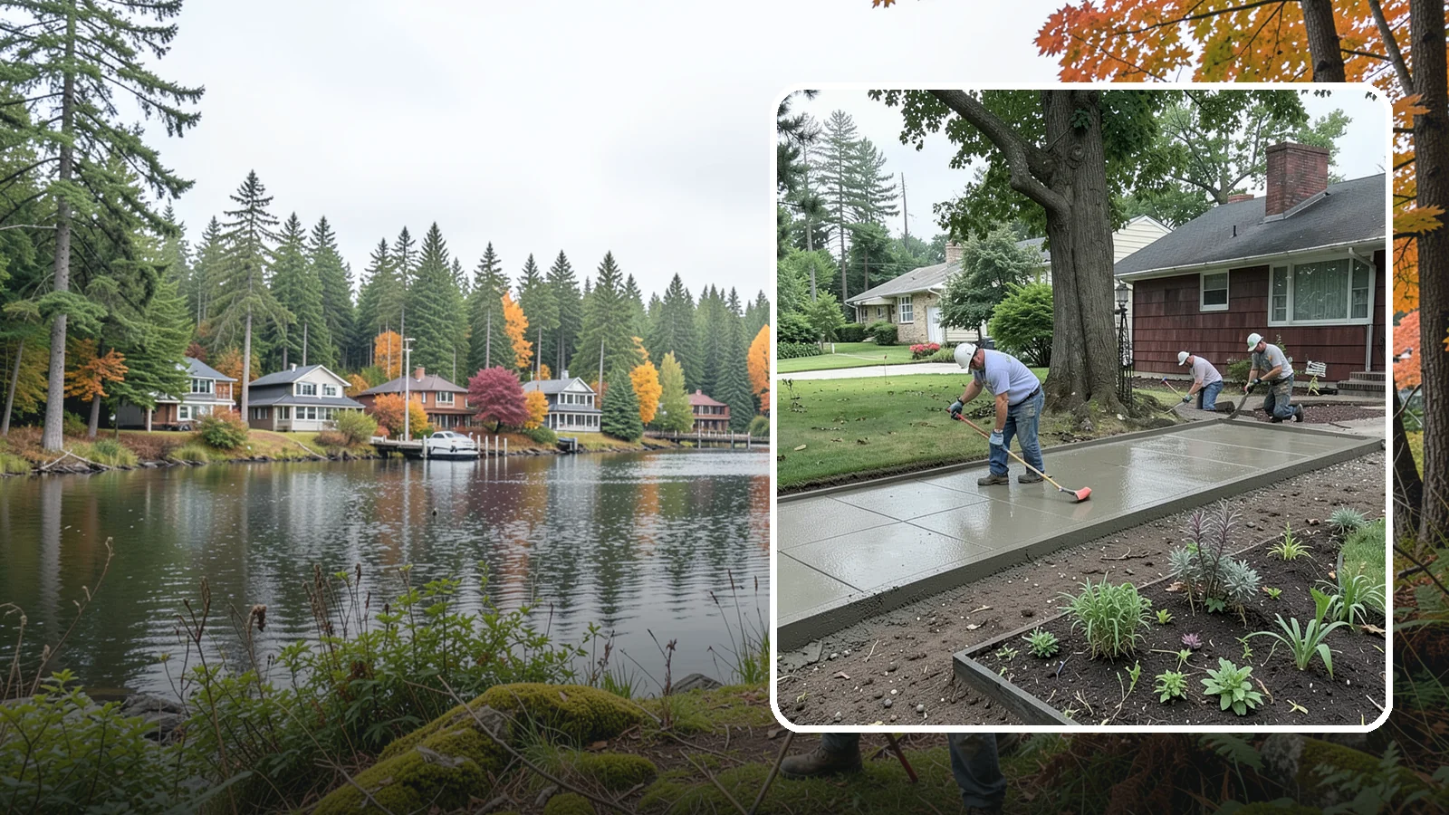 Concrete Driveway Installation in La Conner, Skagit County, WA - We install thick, reinforced concrete driveways engineered to carry vehicle loads over the region's soft, saturated soils.
