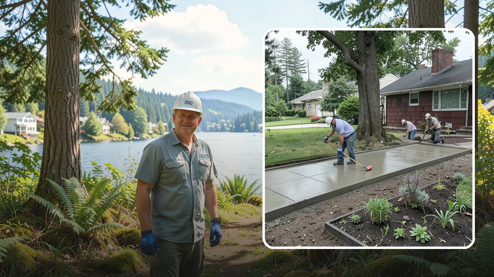 Concrete Driveway Installation in Milton, King County, WA - We install thick, reinforced concrete driveways engineered to carry vehicle loads over the region's soft, saturated soils.
