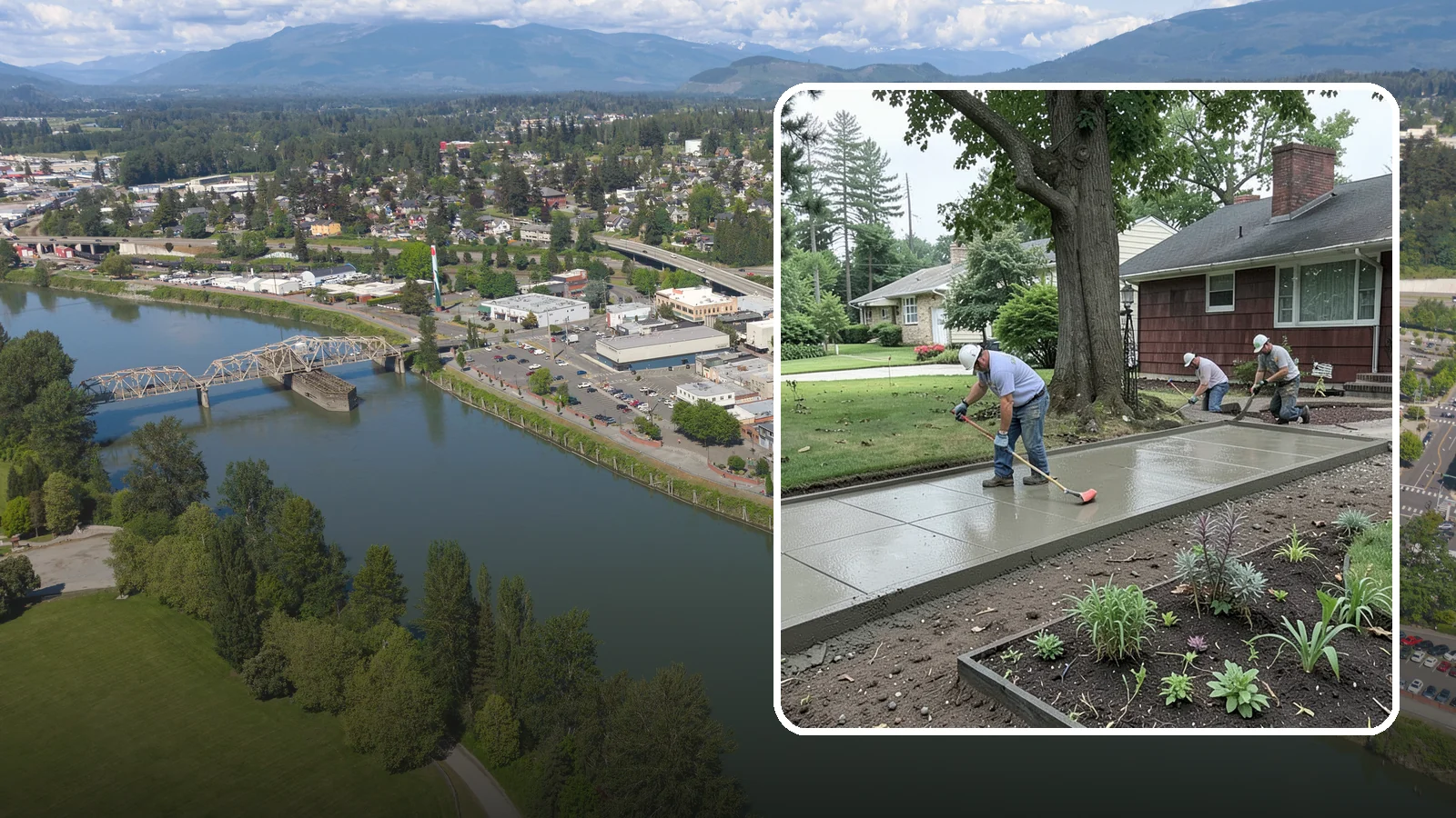 Concrete Driveway Installation in Mount Vernon, Skagit County, WA - We install thick, reinforced concrete driveways engineered to carry vehicle loads over the region's soft, saturated soils.