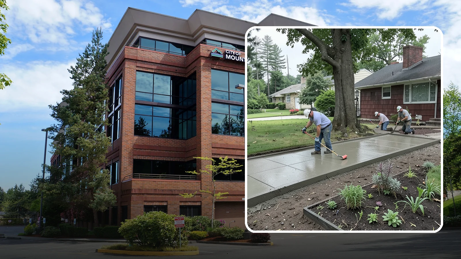 Concrete Driveway Installation in Mountlake Terrace, Snohomish County, WA - We install thick, reinforced concrete driveways engineered to carry vehicle loads over the region's soft, saturated soils.