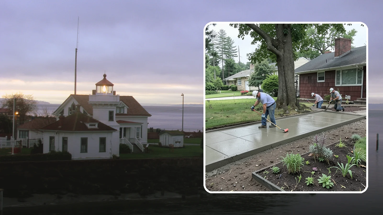 Concrete Driveway Installation in Mukilteo, Snohomish County, WA - We install thick, reinforced concrete driveways engineered to carry vehicle loads over the region's soft, saturated soils.