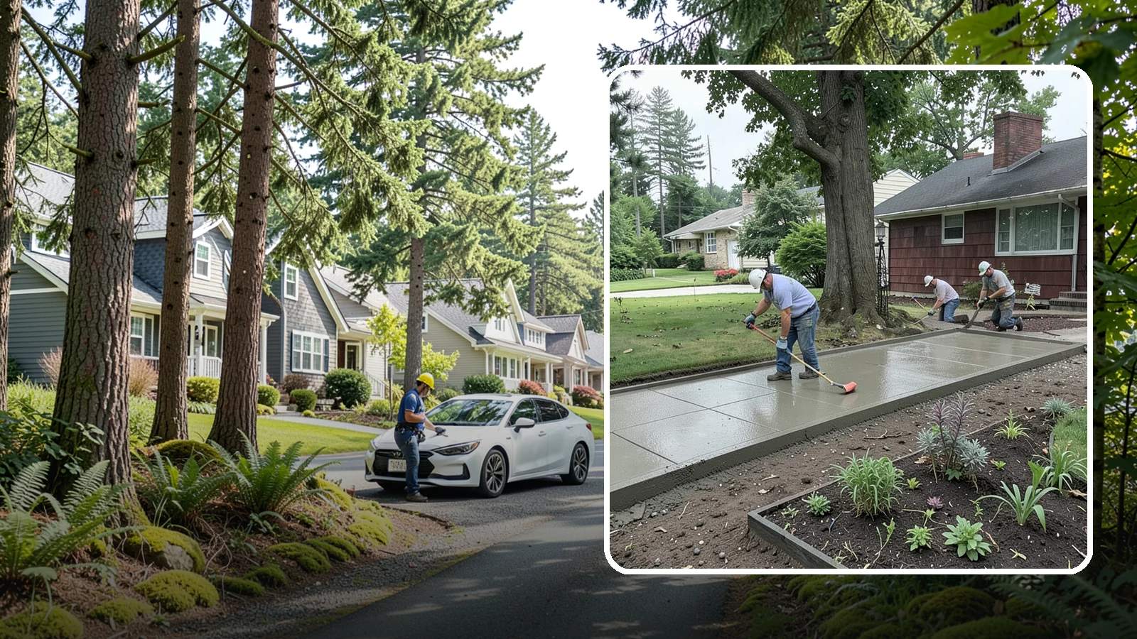 Concrete Driveway Installation in Normandy Park, King County, WA - We install thick, reinforced concrete driveways engineered to carry vehicle loads over the region's soft, saturated soils.