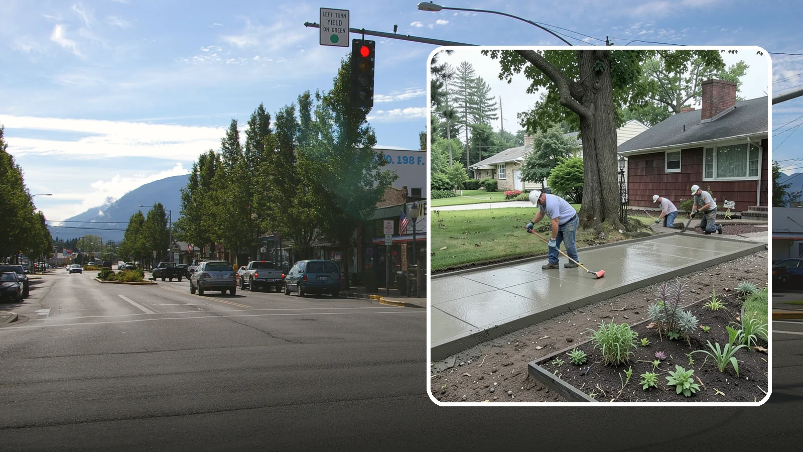 Concrete Driveway Installation in North Bend, King County, WA - We install thick, reinforced concrete driveways engineered to carry vehicle loads over the region's soft, saturated soils.