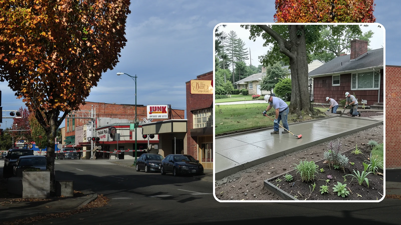 Concrete Driveway Installation in Puyallup, Pierce County, WA - We install thick, reinforced concrete driveways engineered to carry vehicle loads over the region's soft, saturated soils.