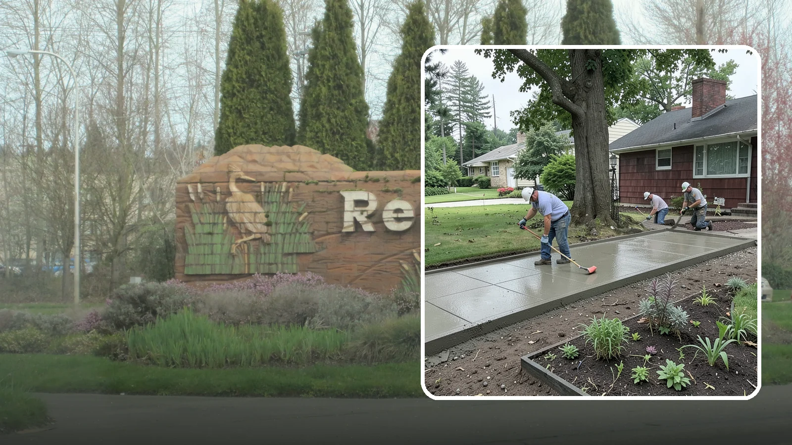 Concrete Driveway Installation in Renton, King County, WA - We install thick, reinforced concrete driveways engineered to carry vehicle loads over the region's soft, saturated soils.