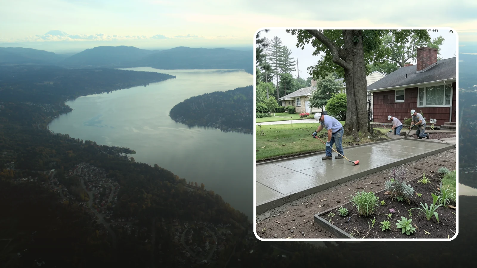 Concrete Driveway Installation in Sammamish, King County, WA - We install thick, reinforced concrete driveways engineered to carry vehicle loads over the region's soft, saturated soils.