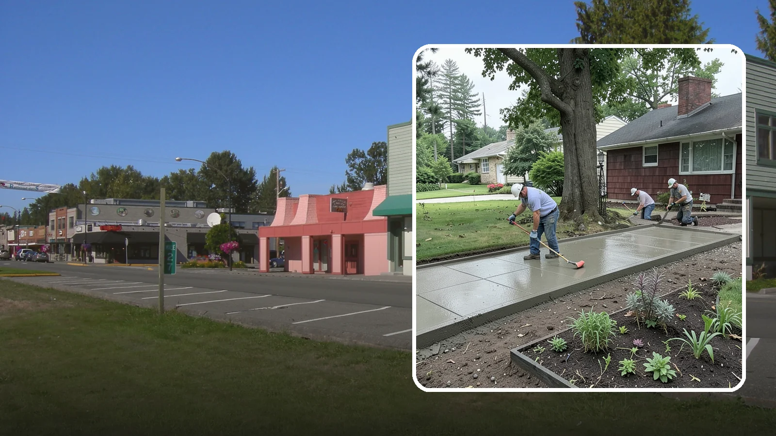 Concrete Driveway Installation in Snoqualmie, King County, WA - We install thick, reinforced concrete driveways engineered to carry vehicle loads over the region's soft, saturated soils.