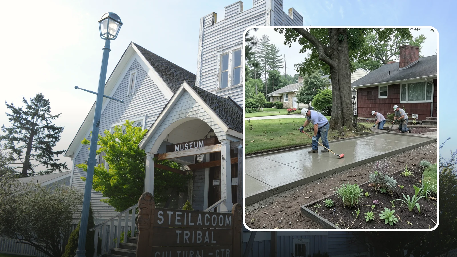 Concrete Driveway Installation in Steilacoom, Pierce County, WA - We install thick, reinforced concrete driveways engineered to carry vehicle loads over the region's soft, saturated soils.