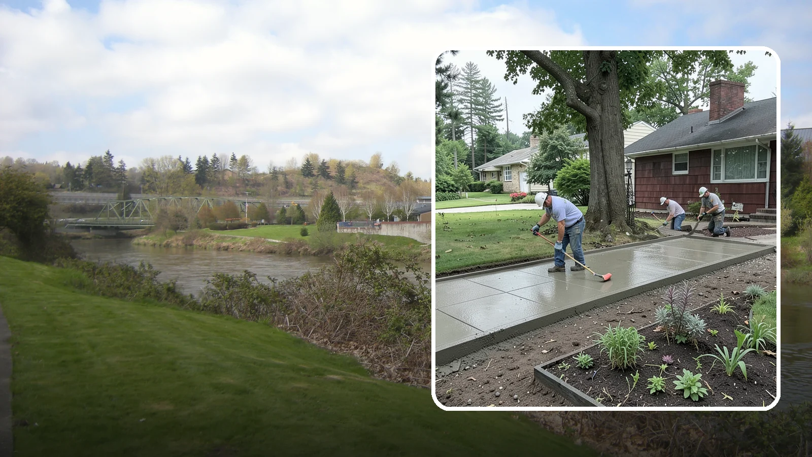 Concrete Driveway Installation in Tukwila, King County, WA - We install thick, reinforced concrete driveways engineered to carry vehicle loads over the region's soft, saturated soils.