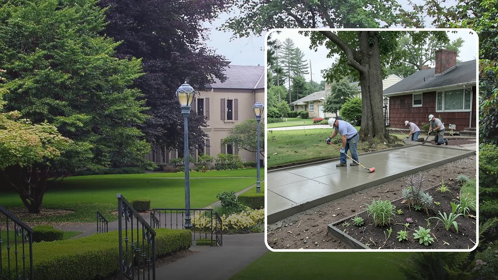 Concrete Driveway Installation in Woodinville, King County, WA - We install thick, reinforced concrete driveways engineered to carry vehicle loads over the region's soft, saturated soils.