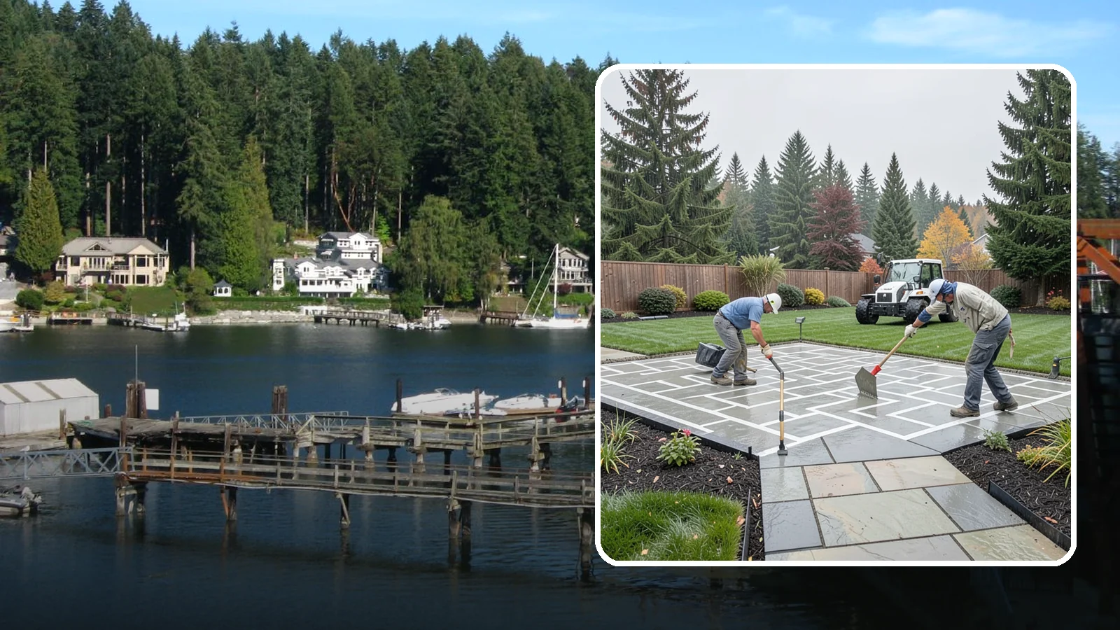 Concrete Patio Installation in Gig Harbor, Pierce County, WA - We pour durable, properly graded concrete patios engineered for Puget Sound's wet climate and heavy seasonal rainfall.