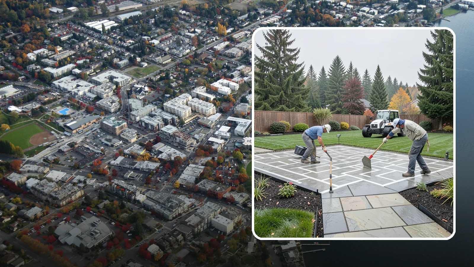 Concrete Patio Installation in Kirkland, King County, WA - We pour durable, properly graded concrete patios engineered for Puget Sound's wet climate and heavy seasonal rainfall.