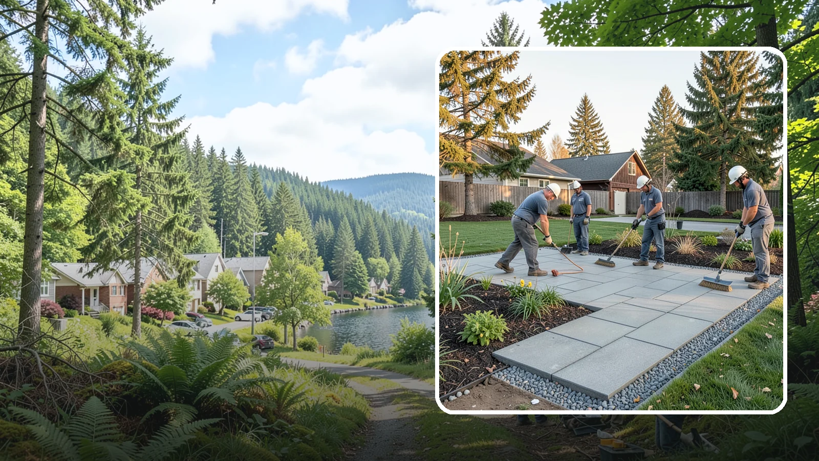 Concrete Paver Installation in Lake Forest Park, King County, WA - Durable, budget-friendly concrete pavers installed over a compacted base for patios, walkways, and driveways across Western...