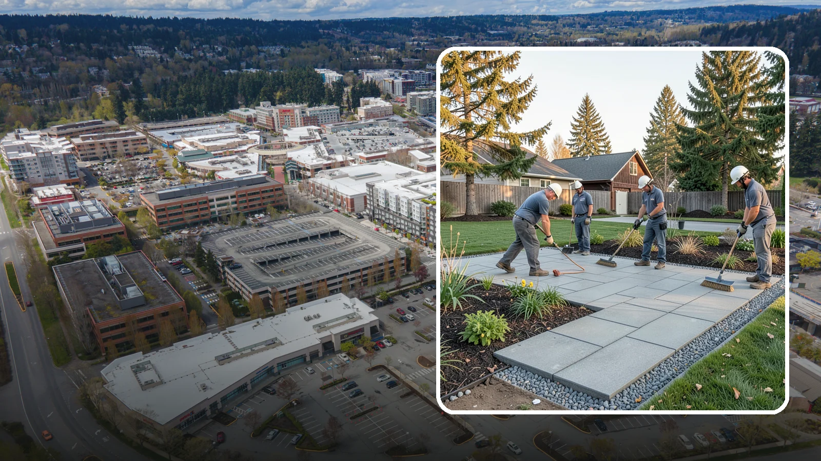 Concrete Paver Installation in Redmond, King County, WA - Durable, budget-friendly concrete pavers installed over a compacted base for patios, walkways, and driveways across Western...