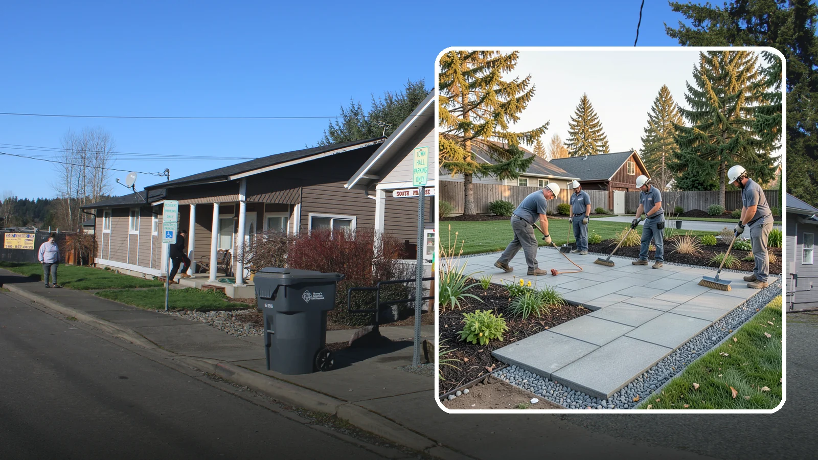 Concrete Paver Installation in South Prairie, Pierce County, WA - Durable, budget-friendly concrete pavers installed over a compacted base for patios, walkways, and driveways across Western...