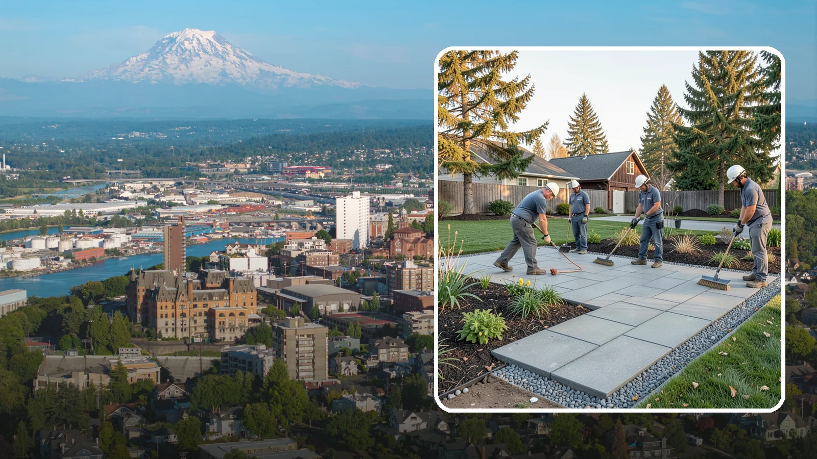 Concrete Paver Installation in Tacoma, Pierce County, WA - Durable, budget-friendly concrete pavers installed over a compacted base for patios, walkways, and driveways across Western...