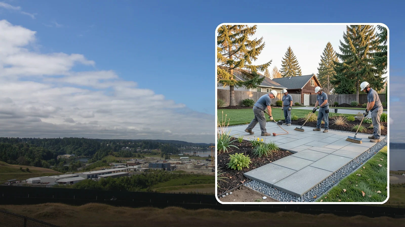 Concrete Paver Installation in University Place, Pierce County, WA - Durable, budget-friendly concrete pavers installed over a compacted base for patios, walkways, and driveways across Western...