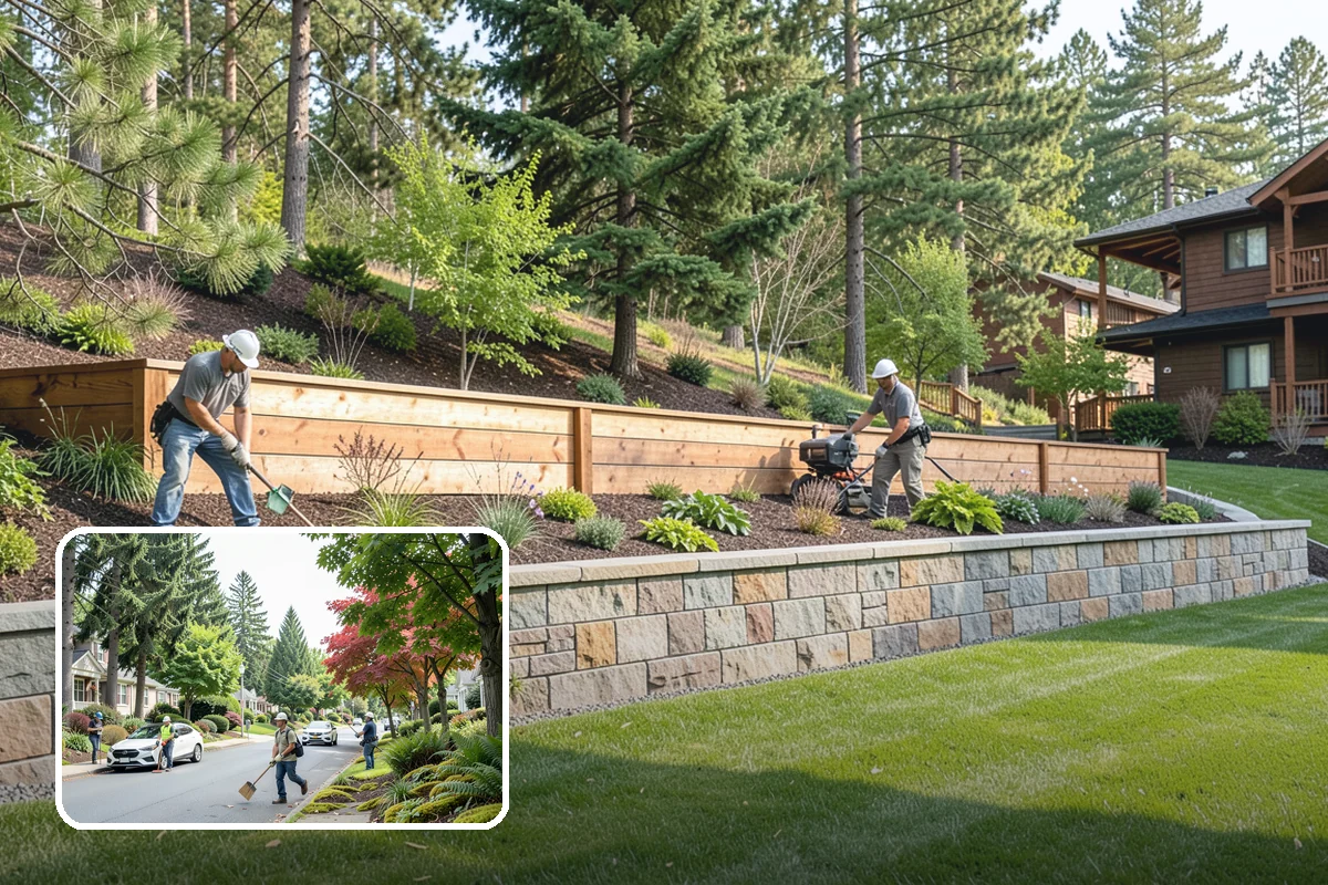 Concrete Walkway Installation in Beaux Arts Village, King County, WA - Non-slip broom texture improves safety in wet, mossy conditions