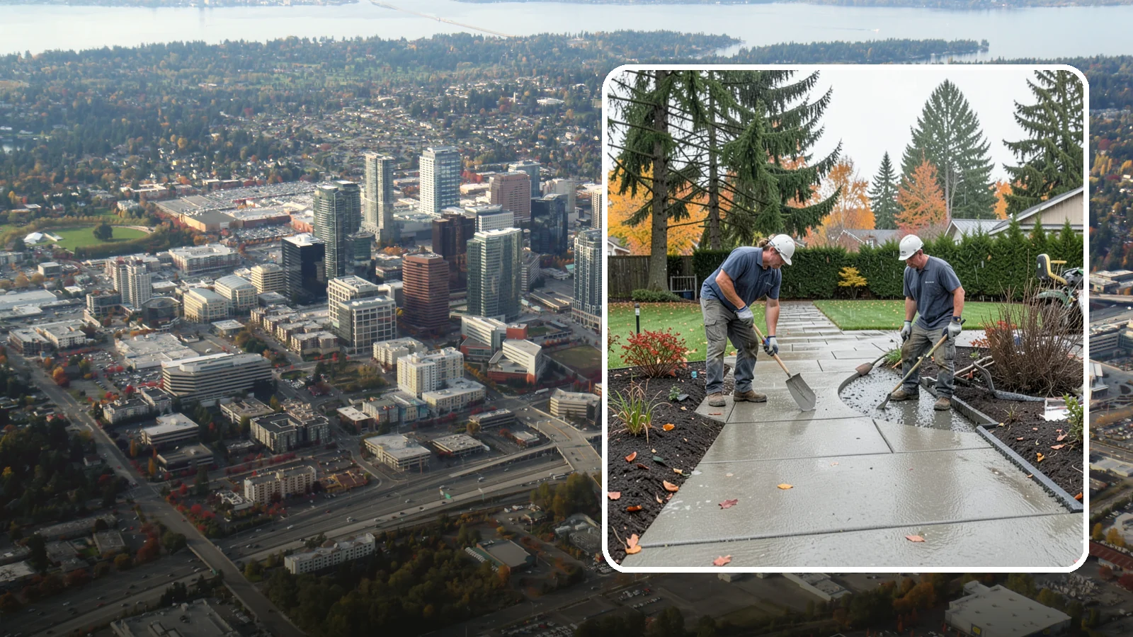 Concrete Walkway Installation in Bellevue, King County, WA - We build safe, level concrete walkways with the drainage and slip resistance Pacific Northwest weather demands.