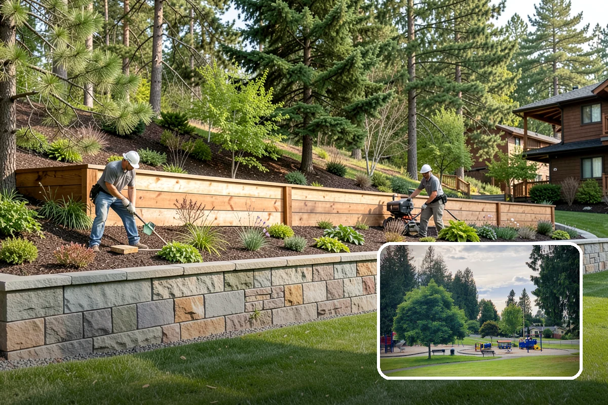 Concrete Walkway Installation in Bonney Lake, Pierce County, WA - Non-slip broom texture improves safety in wet, mossy conditions