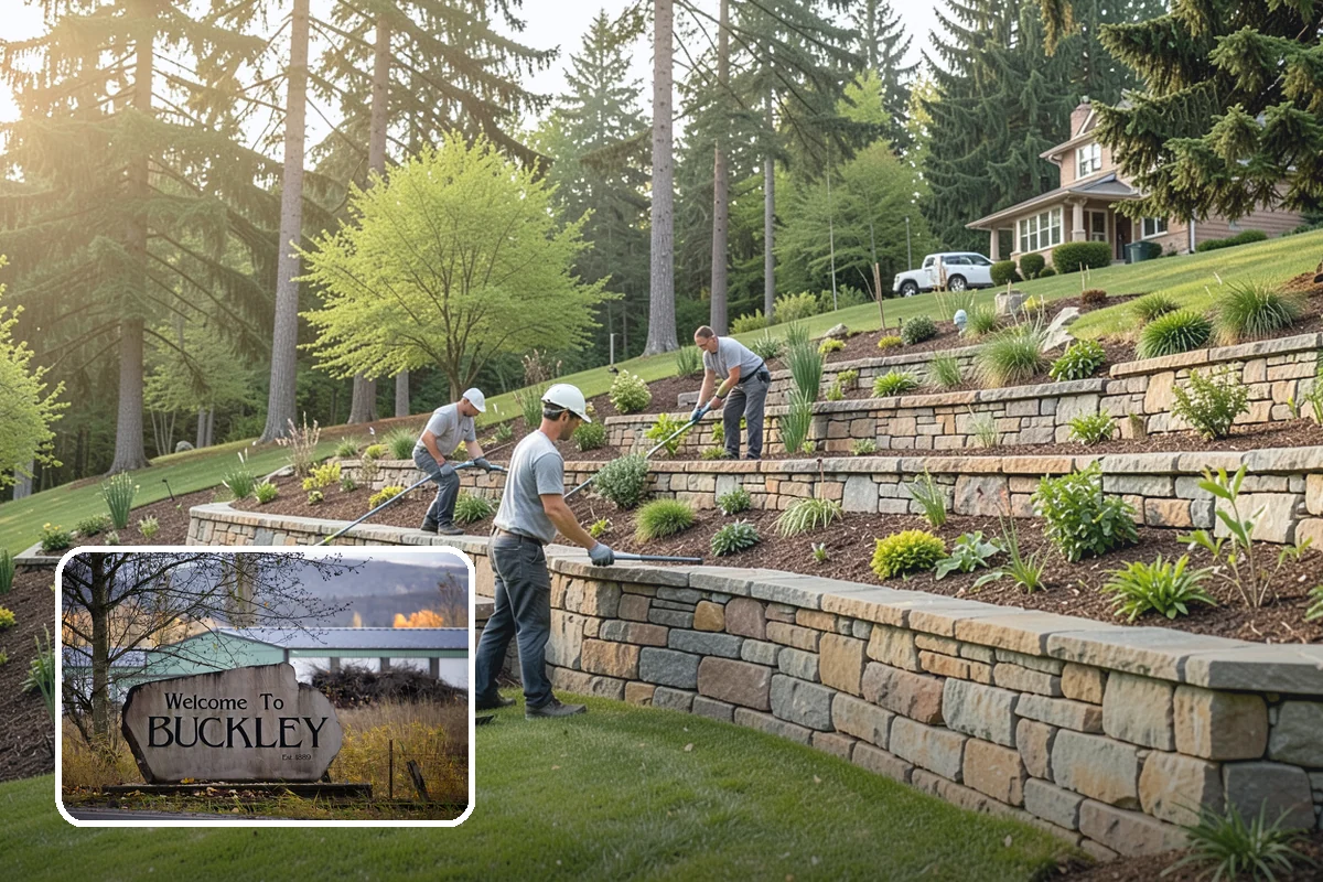 Concrete Walkway Installation in Buckley, Pierce County, WA - Non-slip broom texture improves safety in wet, mossy conditions