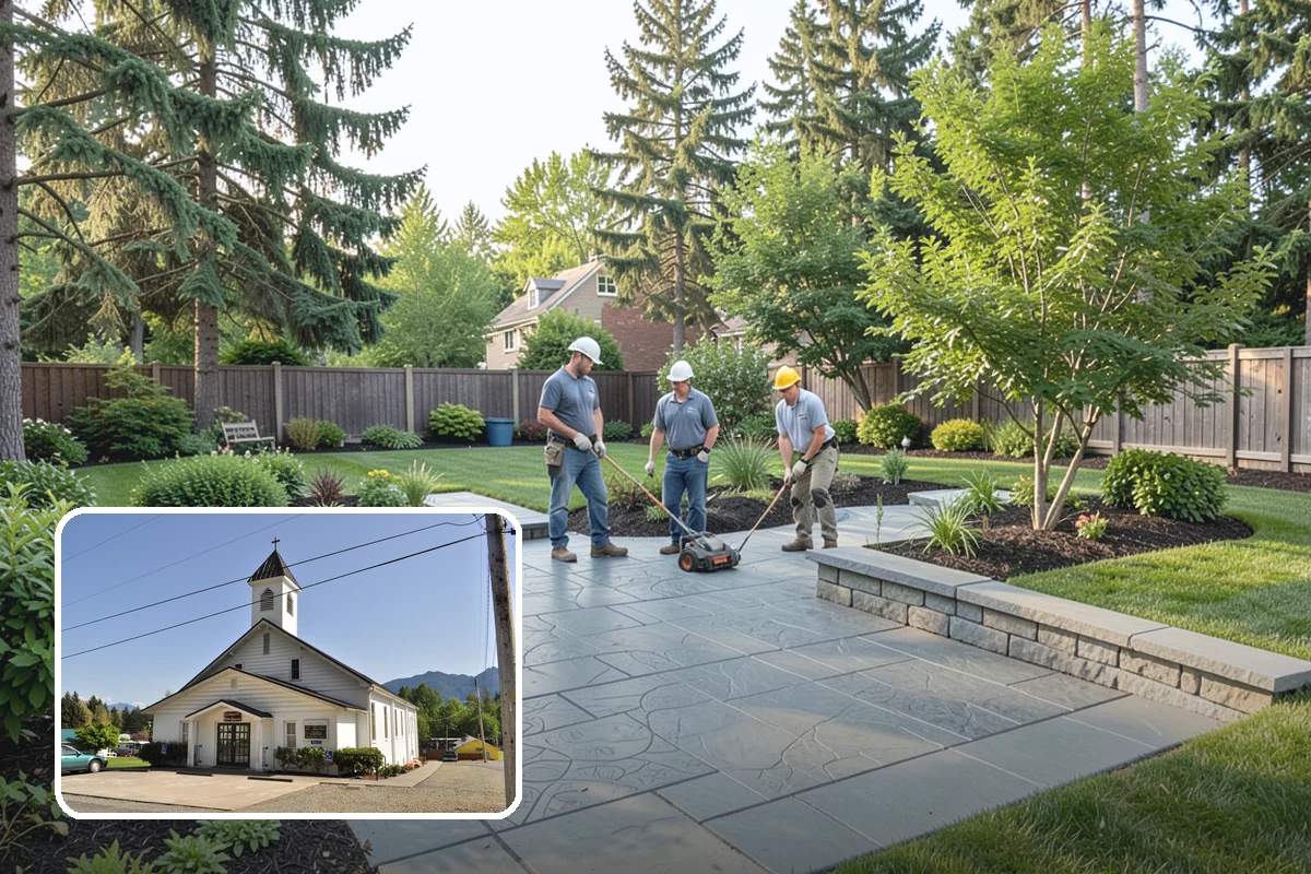 Concrete Walkway Installation in Concrete, Skagit County, WA - Non-slip broom texture improves safety in wet, mossy conditions
