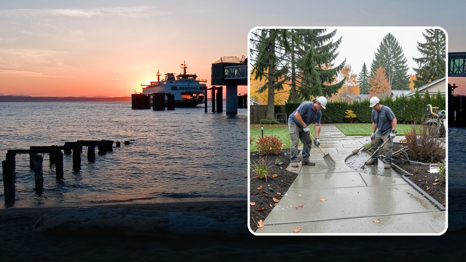 Concrete Walkway Installation in Edmonds, Snohomish County, WA - We build safe, level concrete walkways with the drainage and slip resistance Pacific Northwest weather demands.