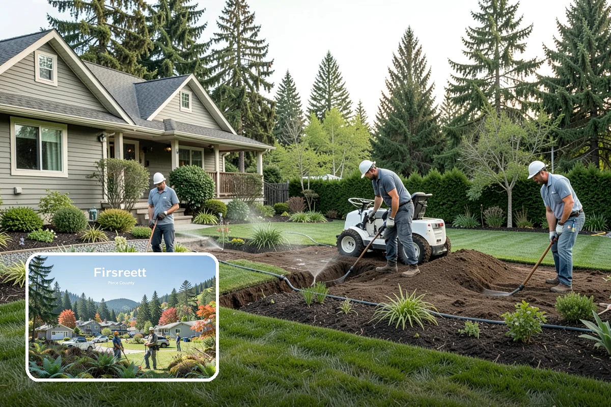 Concrete Walkway Installation in Fircrest, Pierce County, WA - Non-slip broom texture improves safety in wet, mossy conditions