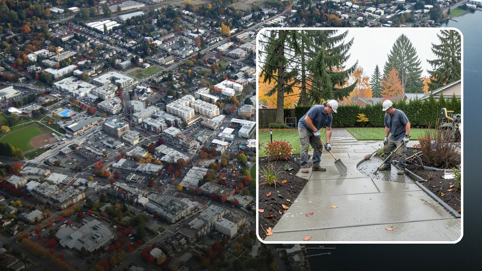 Concrete Walkway Installation in Kirkland, King County, WA - We build safe, level concrete walkways with the drainage and slip resistance Pacific Northwest weather demands.