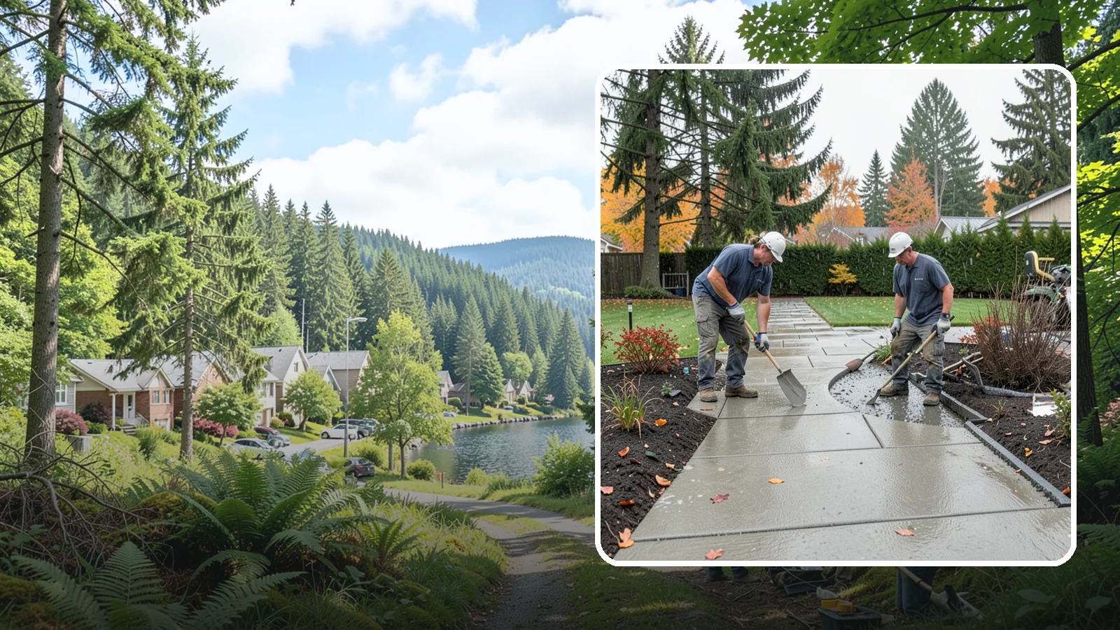 Concrete Walkway Installation in Lake Forest Park, King County, WA - We build safe, level concrete walkways with the drainage and slip resistance Pacific Northwest weather demands.