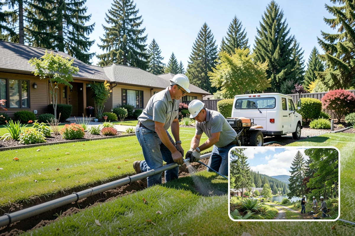 Concrete Walkway Installation in Lake Forest Park, King County, WA - Non-slip broom texture improves safety in wet, mossy conditions