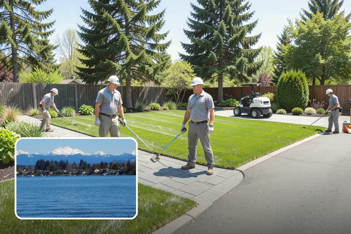 Concrete Walkway Installation in Lake Stevens, Snohomish County, WA - Non-slip broom texture improves safety in wet, mossy conditions