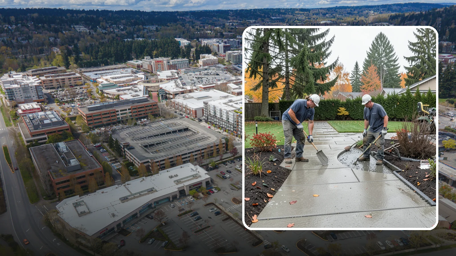 Concrete Walkway Installation in Redmond, King County, WA - We build safe, level concrete walkways with the drainage and slip resistance Pacific Northwest weather demands.