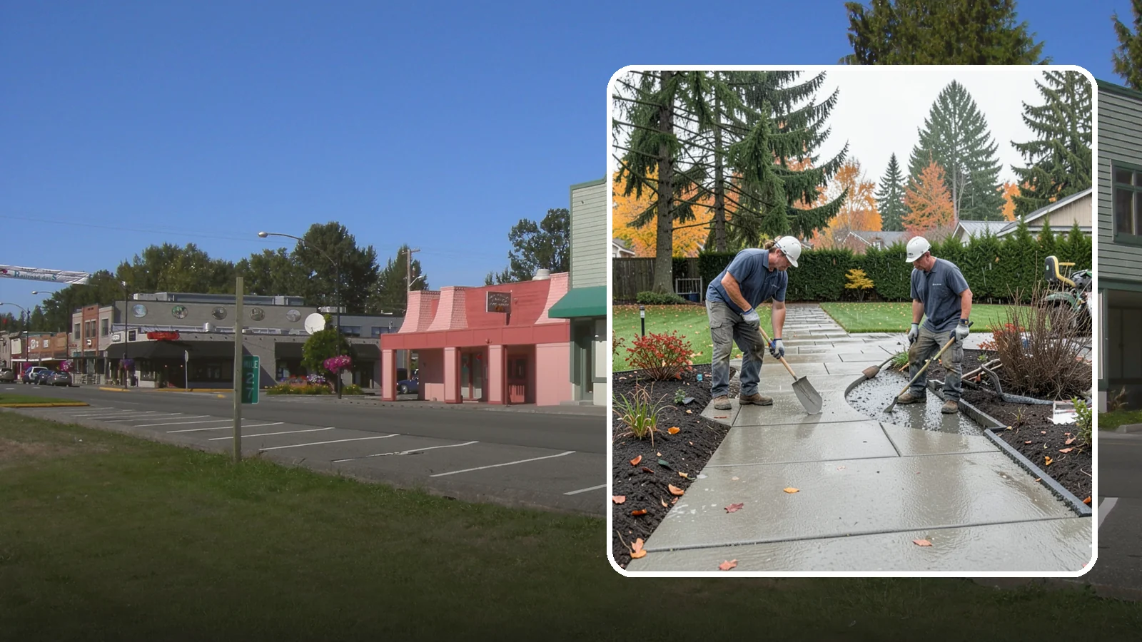 Concrete Walkway Installation in Snoqualmie, King County, WA - We build safe, level concrete walkways with the drainage and slip resistance Pacific Northwest weather demands.