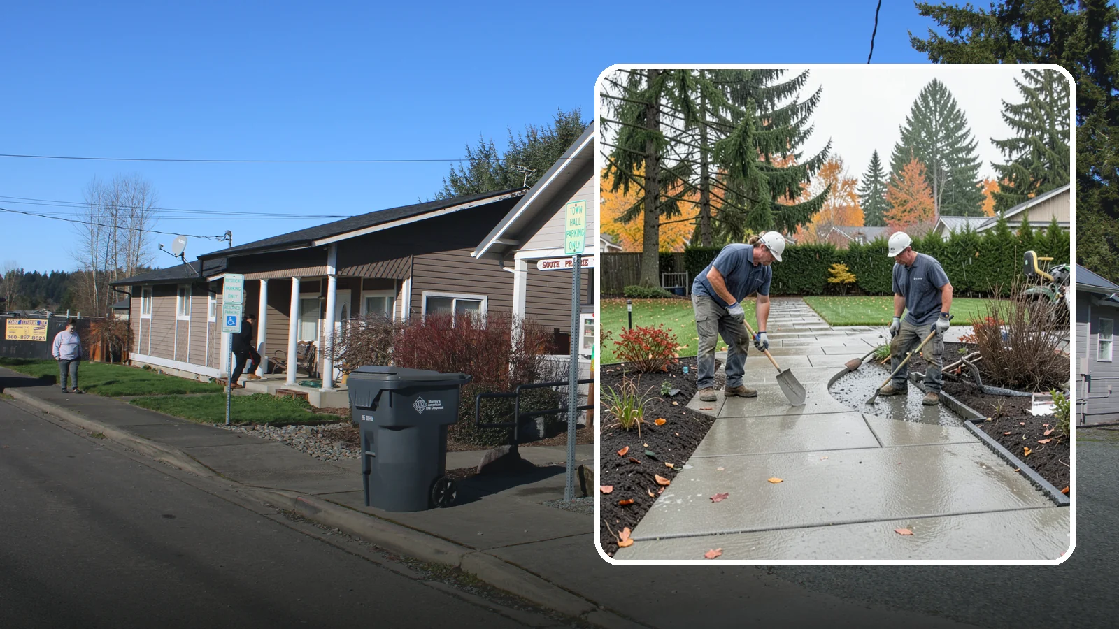 Concrete Walkway Installation in South Prairie, Pierce County, WA - We build safe, level concrete walkways with the drainage and slip resistance Pacific Northwest weather demands.