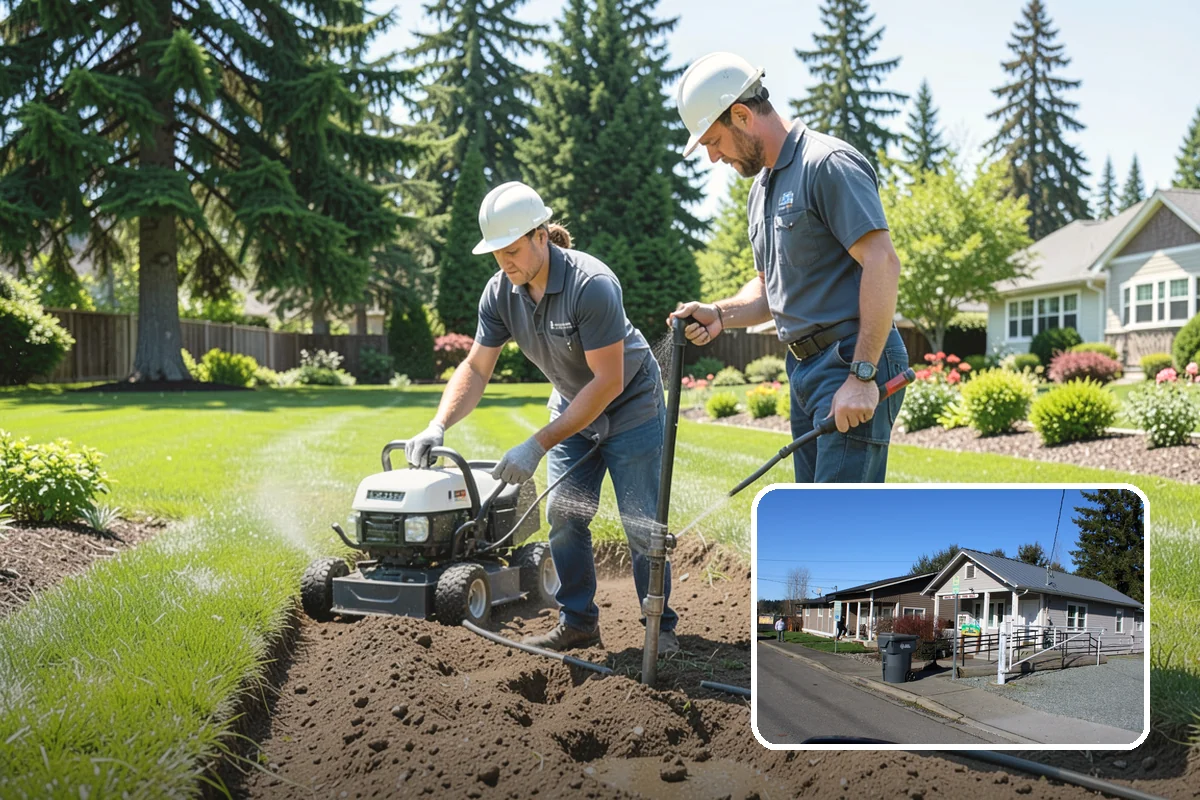Concrete Walkway Installation in South Prairie, Pierce County, WA - Non-slip broom texture improves safety in wet, mossy conditions