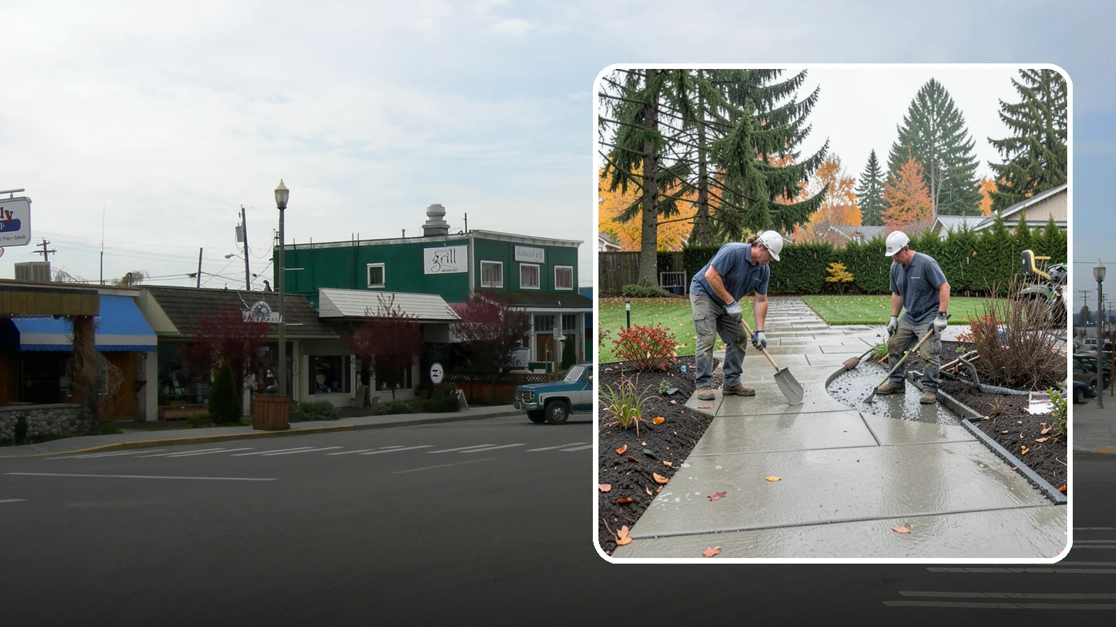 Concrete Walkway Installation in Stanwood, Snohomish County, WA - We build safe, level concrete walkways with the drainage and slip resistance Pacific Northwest weather demands.