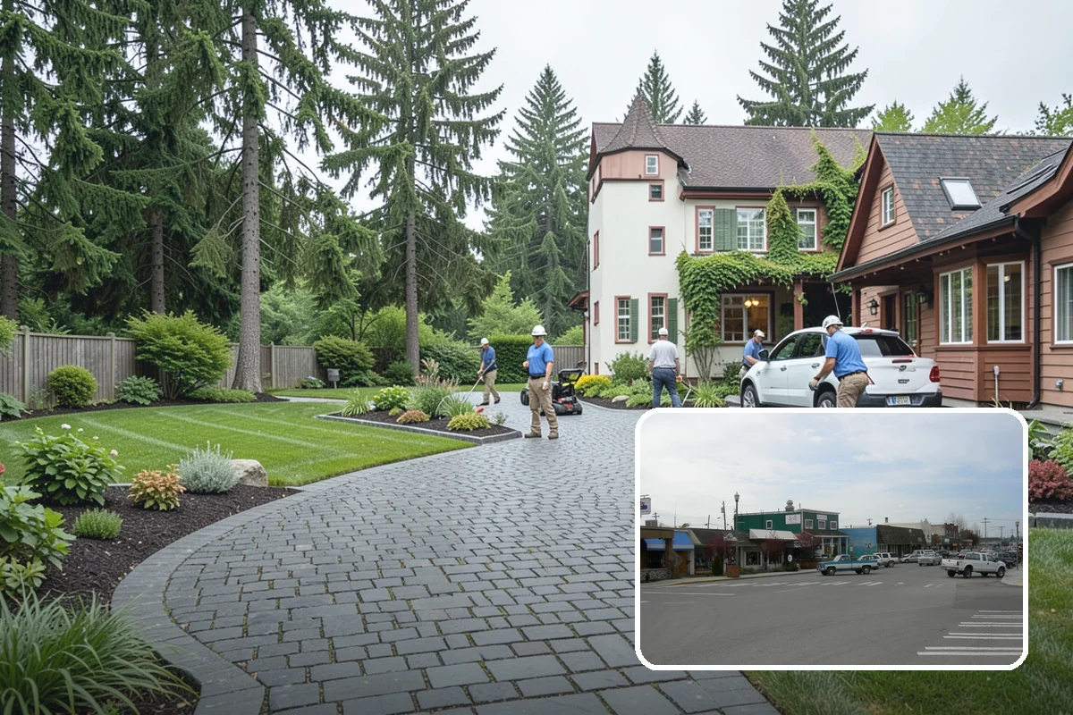 Concrete Walkway Installation in Stanwood, Snohomish County, WA - Non-slip broom texture improves safety in wet, mossy conditions