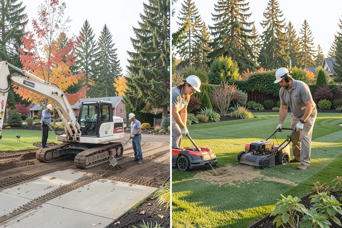Concrete Walkway Installation in Woodinville, King County, WA - Lay out the path and excavate to firm subgrade